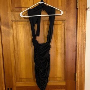 Elegant Black Halter Dress
